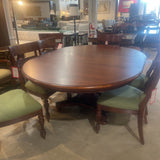 Ethan Allen Cooper Round of Oval Wood Pedestal w/ One Leaf DINING TABLE 75x55x30 with leaf