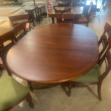 Ethan Allen Cooper Round of Oval Wood Pedestal w/ One Leaf DINING TABLE 75x55x30 with leaf