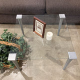 Square Glass Top SIDE TABLE Silver 27w27d18h
