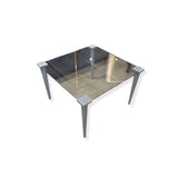 Square Glass Top SIDE TABLE Silver 27w27d18h