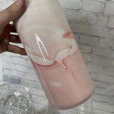 Marbleized Glossy Ceramic Cylinder Vase ACCESSORIES Pink 4x8