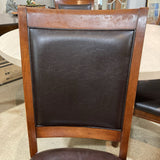 Wood Framed w/ Black Vegan Leather Upholstery DINING CHAIRS Brown 21w19d39h