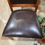 Wood Framed w/ Black Vegan Leather Upholstery DINING CHAIRS Brown 21w19d39h