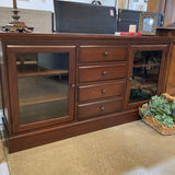 Wood 4-Drawer w/ Glass Door Side Cabinets BUFFET/SIDEBOARD 66Wx17Dx35H