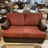 Contrast Fabric w/ Leather Base LOVE SEAT 64w40d31h