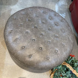 Vegan Leather Tufted w/ Tack Head Trim OTTOMANS Grey 38Wx17H