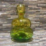 Spanish San Miguel Recycled Blown Art Glass Decanter ACCESSORIES Yellow / Green 8Wx4Dx13H