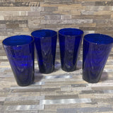 4pc Set Cobalt Pint Shaped Glasses ACCESSORIES 3.5Wx6H