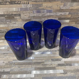 4pc Set Cobalt Pint Shaped Glasses ACCESSORIES 3.5Wx6H