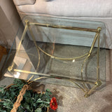 Antique French Brass Table w/ Glass Top END/SIDE TABLE 22w27d22h