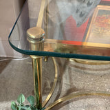 Antique French Brass Table w/ Glass Top END/SIDE TABLE 22w27d22h