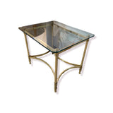 Antique French Brass Table w/ Glass Top END/SIDE TABLE 22w27d22h