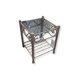 Metal Base w/ Glass Top END/SIDE TABLE 21w21d25h