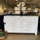 Lacquer Finish 3-Drawer w/ Side Cabinet DRESSERS/CHESTS White 62Wx17Dx35H