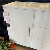 Lacquer Finish 3-Drawer w/ Side Cabinet DRESSERS/CHESTS White 62Wx17Dx35H