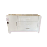 Lacquer Finish 3-Drawer w/ Side Cabinet DRESSERS/CHESTS White 62Wx17Dx35H