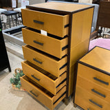 West Elm Tall Boy Leather Wrapped 5-Drawer DRESSERS/CHESTS Atelier Mustard 28w20d54h