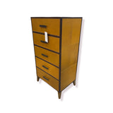 West Elm Tall Boy Leather Wrapped 5-Drawer DRESSERS/CHESTS Atelier Mustard 28w20d54h