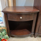 Bow Front 1-Drawer Open Shelf NIGHTSTAND 28Wx19Dx29H