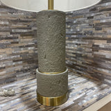 Stone Finish w/ Brass Accent w/ Linen Drum Shade TABLE LAMP 16Wx30H