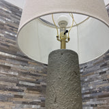 Stone Finish w/ Brass Accent w/ Linen Drum Shade TABLE LAMP 16Wx30H