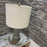 Stone Finish w/ Brass Accent w/ Linen Drum Shade TABLE LAMP 16Wx30H