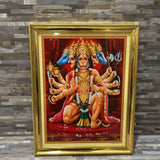 Panchmuki Hanuman Framed Hindu Print ART WORK 17x21