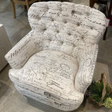 Home Meridian Pulaski Paris Script Upholstered Arm Chair CHAIR 33w28d36h