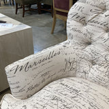 Home Meridian Pulaski Paris Script Upholstered Arm Chair CHAIR 33w28d36h