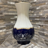 Hungarian Zsolnay Porcelain Vase w/ Cobalt and Gold Accents ACCESSORIES 4.25Wx7H