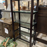 Crate & Barrel Tiered Wood & Glass BOOK SHELF Dark Brown 30w16d65h