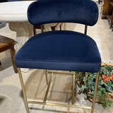 Interior Define Hollis Metal Framed Upholstered Counter Height BAR/COUNTER STOOL Navy/Brass 21w21d36h