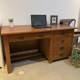 Mission Style Solid Oak 5-Drawer DESKS 59w30d30h