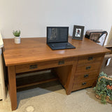 Mission Style Solid Oak 5-Drawer DESKS 59w30d30h