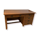 Mission Style Solid Oak 5-Drawer DESKS 59w30d30h