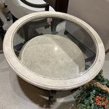 Heavy Faux Stone Glass Insert Top w/ Metal Legs COFFEE/COCKTAIL TABLE 41Wx19H