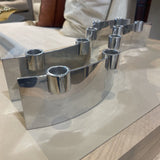 2pc Set Modern Aluminum Wave Candle Holder ACCESSORIES Silver 19Wx4Dx3H