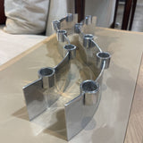 2pc Set Modern Aluminum Wave Candle Holder ACCESSORIES Silver 19Wx4Dx3H