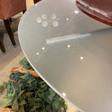 Room & Board Round Frosted Glass w/ Stainless Steel Base DINING TABLE 48d30h