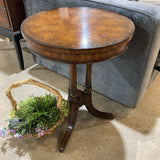Maitland Smith Round Regency Inlaid END/SIDE TABLE Burl Walnut 19d26h