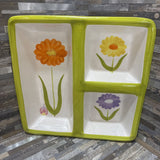Divided Floral Ceramic Serving Platter ACCESSORIES 12Wx12Dx1.75H