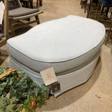 Custom Upholstered & Skirted Fabric OTTOMANS Blue 44w30d16h