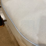 Custom Upholstered & Skirted Fabric OTTOMANS Blue 44w30d16h