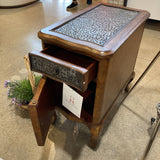 Bosworth Hammered Metal SIDE TABLE 14w24d24h