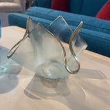 Annie Glass Signed Handkerchief Gold Rimmed Bowl ACCESSORIES 7Wx4.5H