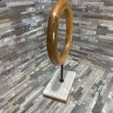 Wooden Circle Ring Sculpture On Marble Stand ACCESSORIES 7w4d15h