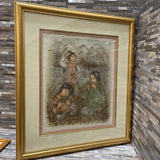 Edna Hibel Signed & Numbered Lithograph "Morning at Brookside" ART WORK 25Wx28H