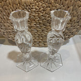 2pc Set Cut Crystal Candle Holders ACCESSORIES 3.5Wx7.5H