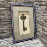 Decorative Key in Recessed Bedazzled Frame ART WORK 15Wx22H