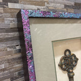 Decorative Key in Recessed Bedazzled Frame ART WORK 15Wx22H